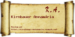 Kirnbauer Annamária névjegykártya